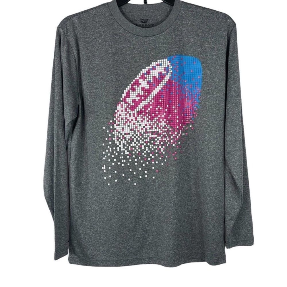 10/$50 TEK Gear Girl Youth Performance Top Long Sleeve Pixel Football Graphic